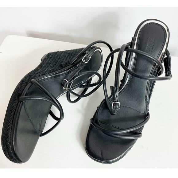 Paige Womens Kerri Ankle Strappy Shoes Espadrille Wedge Sandal Black 8.5 - Picture 5 of 6